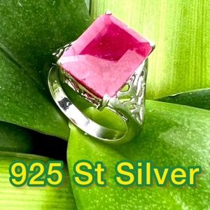 NWT 6 Ct NATURA RED RUBY 925 STERLING SILVER WOMEN COCTEIL JEWELRY RING